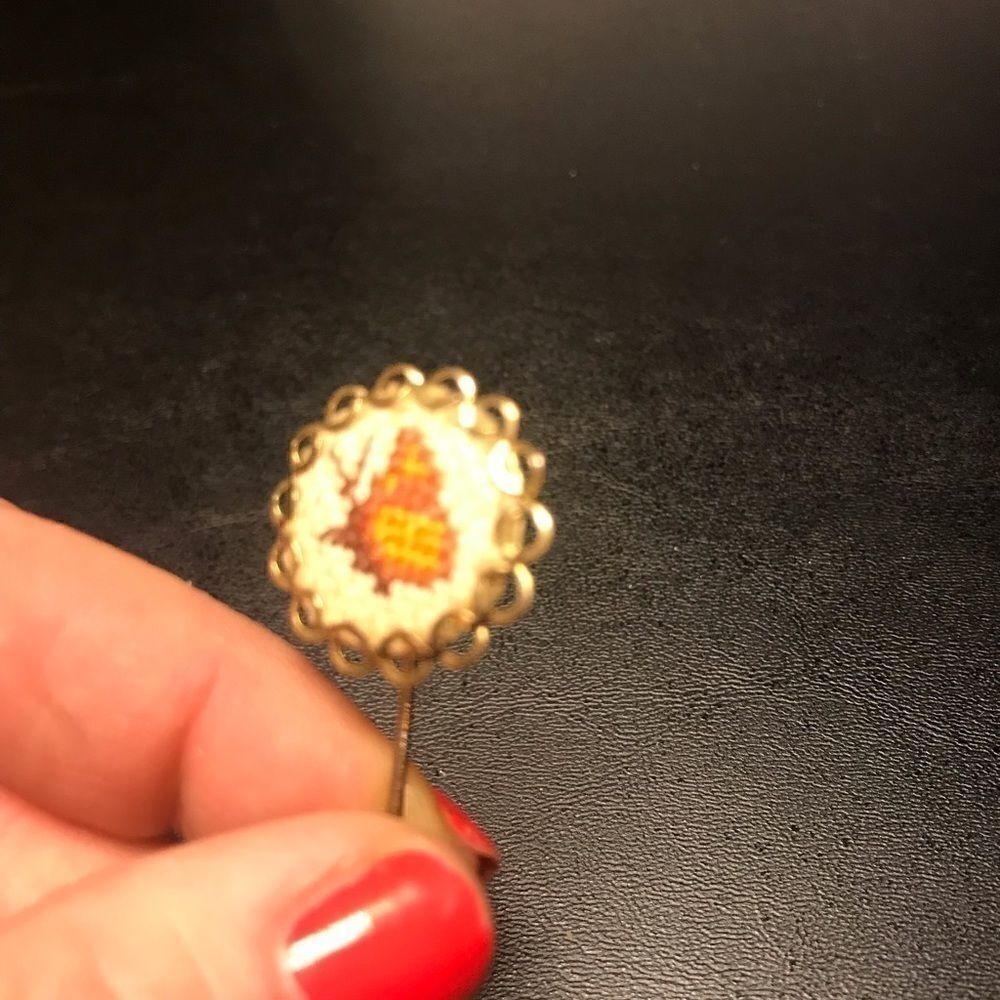 Vintage Cross stitch Butterfly Stick Pin Brooch - Picture 3 of 8